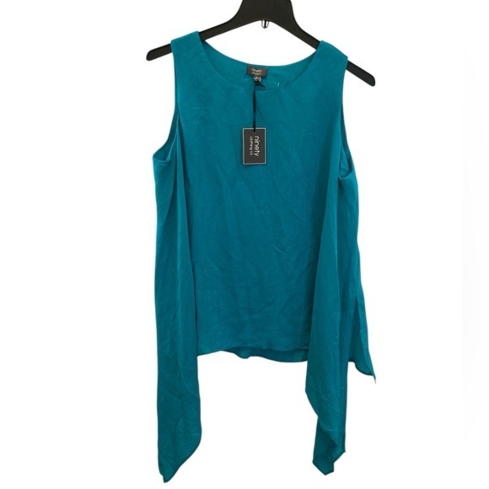Asymmetrical Tank Top teal Green and Blue Sleeveless shirt Ninety